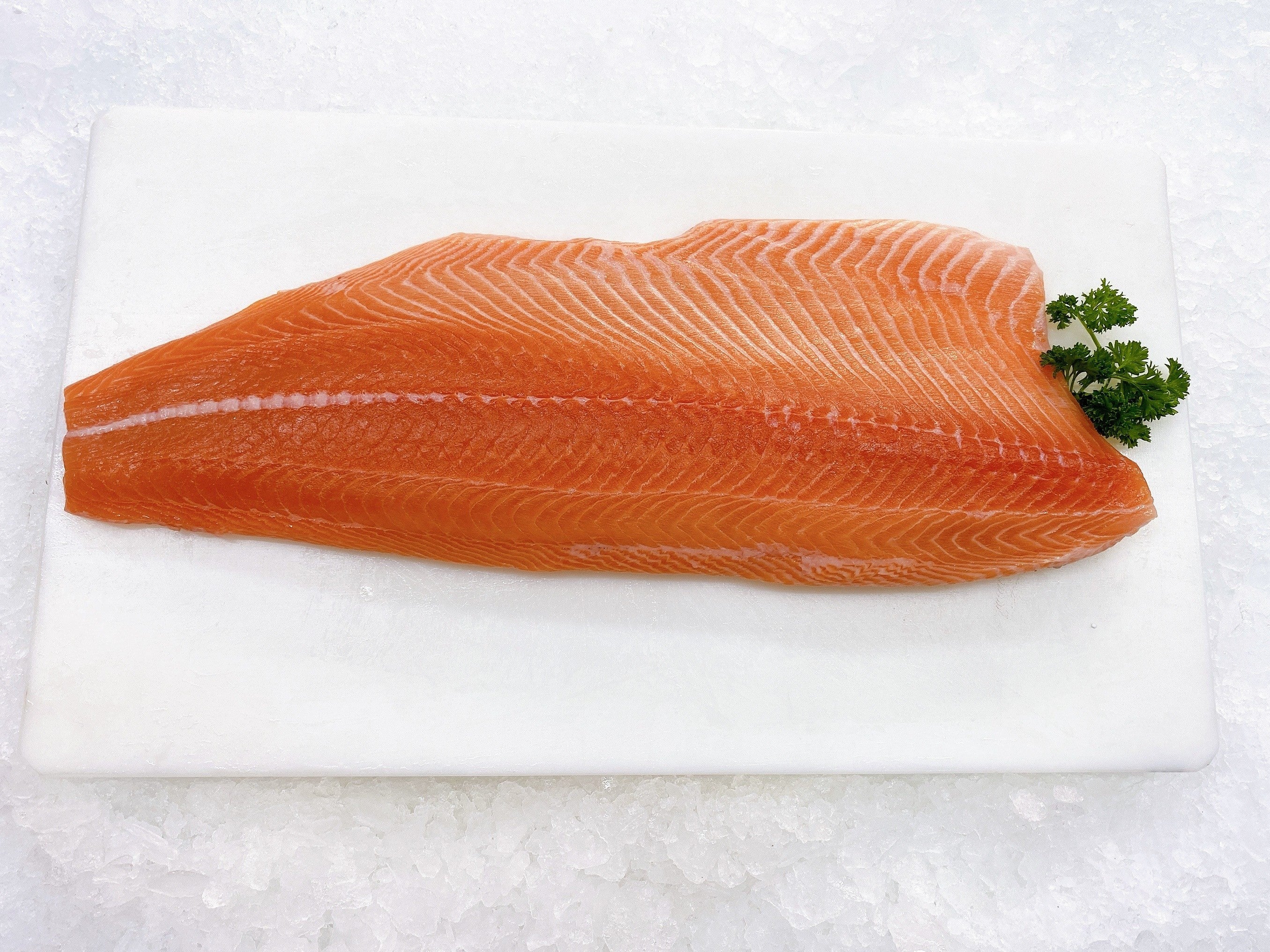 HUON TASMANIAN ATLANTIC SALMON SIDES TRIMMED 1.2KG - 1.4KG SKINLESS & BONELESS