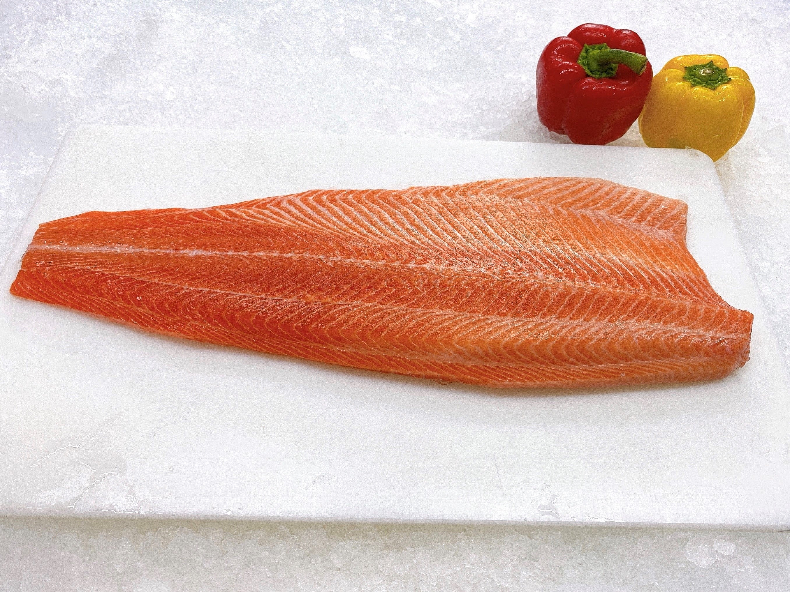 PETUNA OCEAN TROUT SIDES TRIMMED 900G - 1.1KG SKINLESS & BONELESS (1 SIDE)