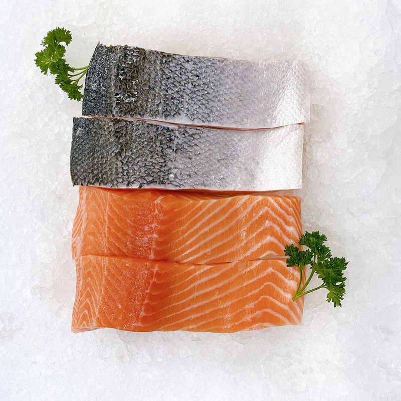 PRIME CUT HUON SALMON SKIN ON & BONELESS PORTIONS (MIN 500G)