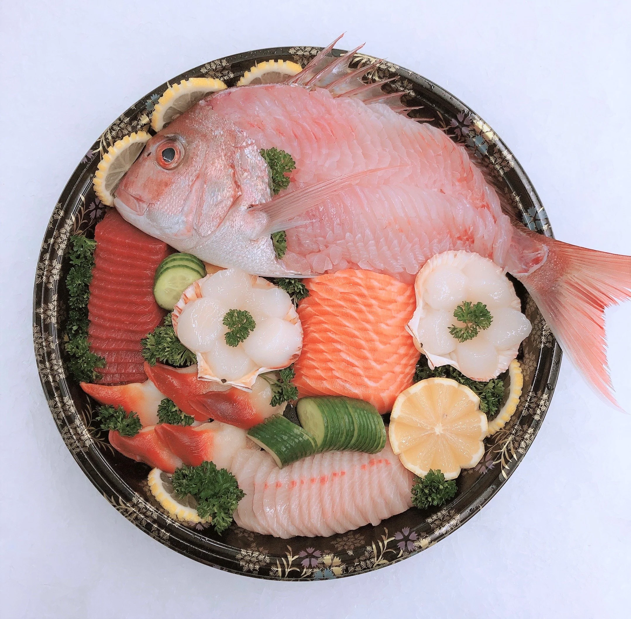 SNAPPER WITH MIXED SASHIMI PLATTER